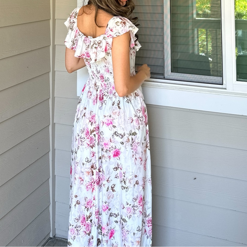 Floral Ruffle Sleeve Dress